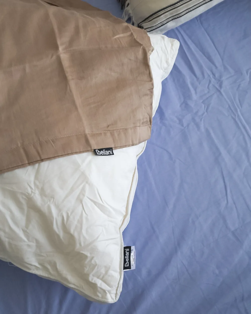 Set of 2 Bed Pillows VIHREN Low 50 x 60 cm Duck Feathers and Down White_1071946