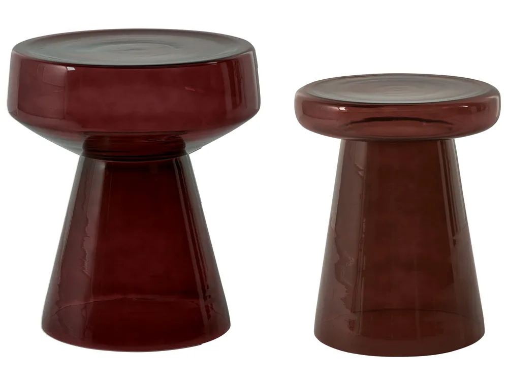 Set of 2 Side Tables LAGUNA/CALDERA Glass Dark Brown