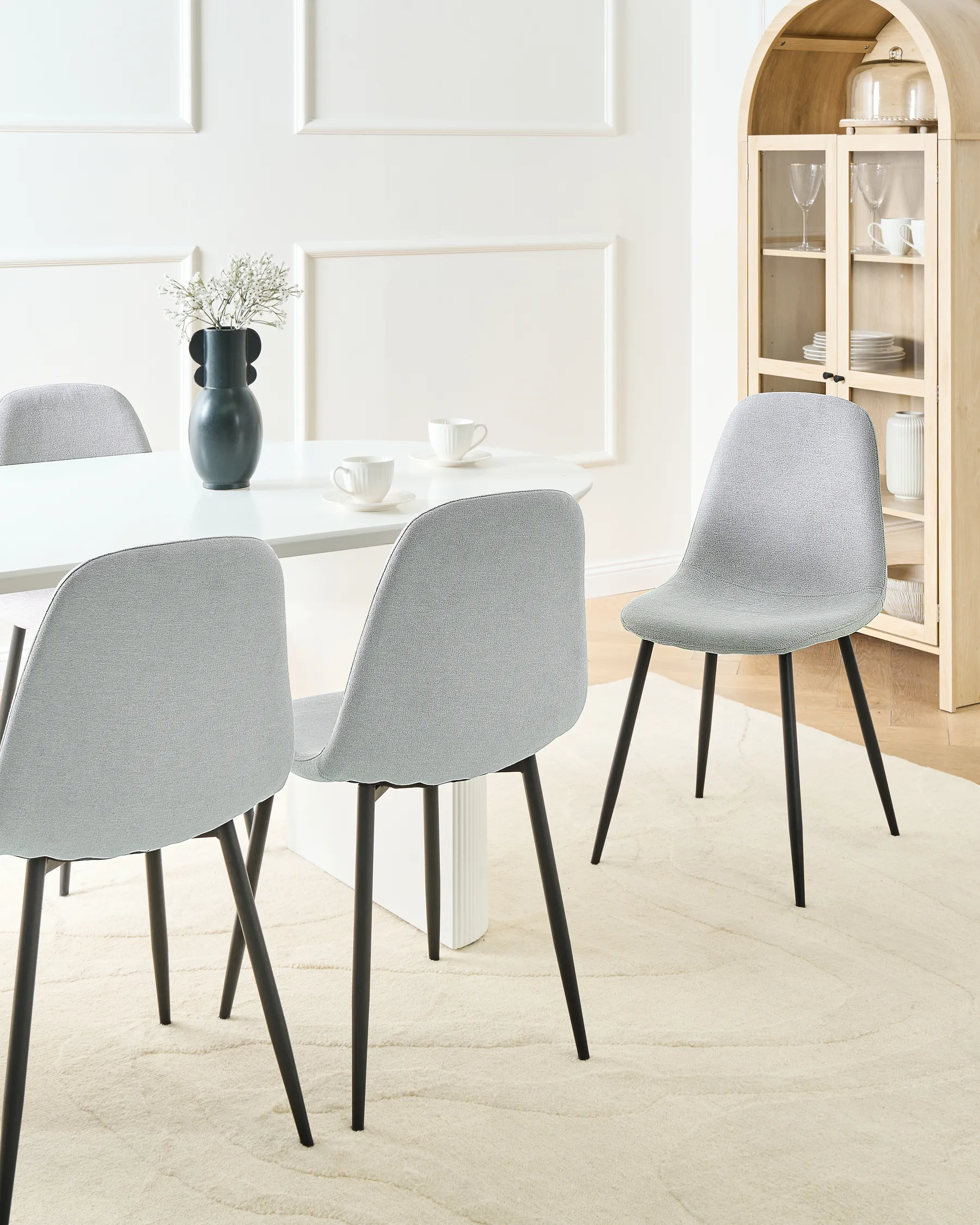 Set of 4 Dining Chairs CRANDALL Fabric Light Grey_999586