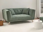 Sofa 2 Seater HABO with Ottoman Fabric Green_1076886