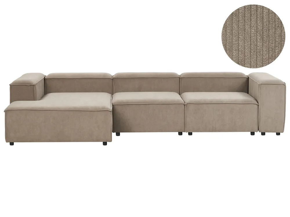 Modular Corner Sofa 4 Seater ARDAL Corduroy Light Brown Right Hand