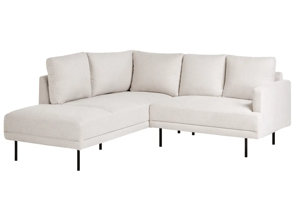 Corner Sofa 4 Seater BREDA Fabric Light Beige Right Hand_1078092