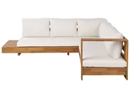 Garden Corner Sofa 5 Seater MARETTIMO Certified Acacia Wood Off-White Left Hand_776439