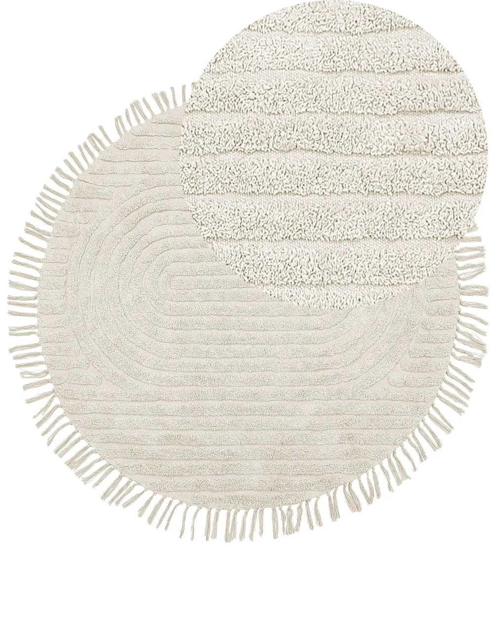 Matto HALFETI Vaaleanbeige ø 140 cm Puuvilla