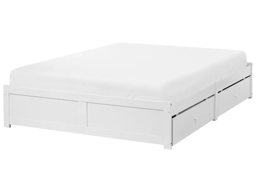 Bed with Storage Drawers without Headboard BRUX White 180 x 200 cm (EU Super King)_1028772