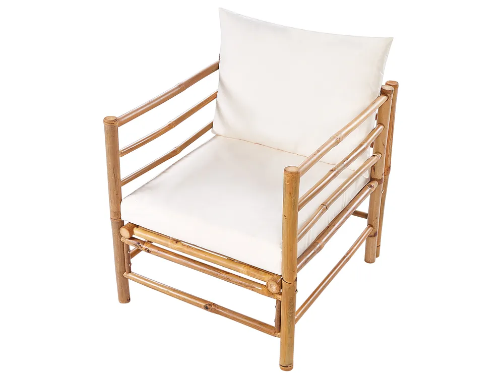 Garden Lounge Set with Table 5 Seater CERRETO Bamboo Off-White_909607
