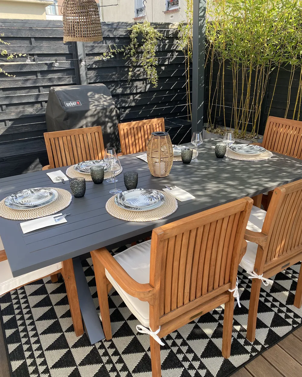 Garden Dining Table CASCAIS 200 cm 105 cm Metal Grey_824304
