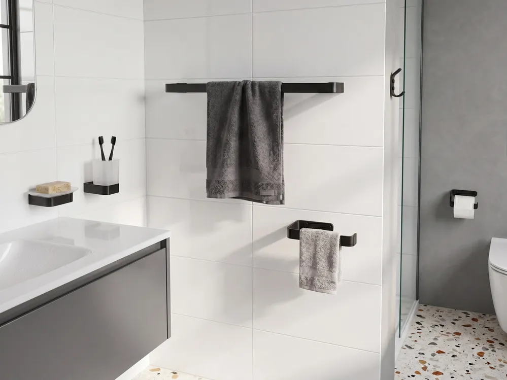 6-Piece Bathroom Hardware Set ZORRITOS with Towel Bars and Hooks Metal Black