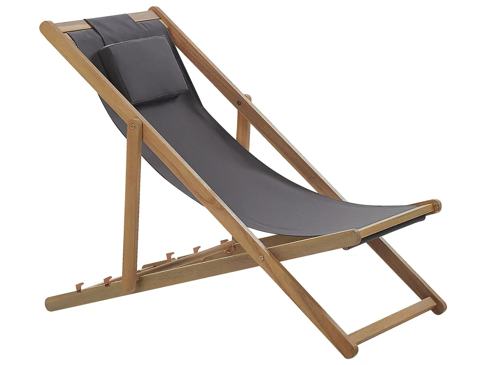 Set of 2 Folding Deck Chairs AVELLINO with Replacement Fabrics Acacia Wood Dark Brown_860253