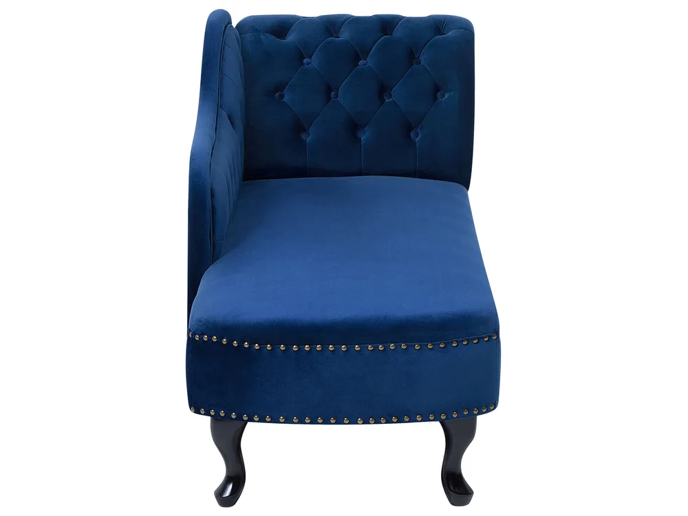 Right-Hand Chaise Longue NIMES Velvet Navy Blue_712465