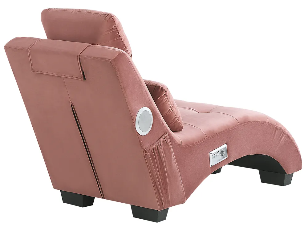 Schäslong SIMORRE med inbyggd Bluetooth-högtalare Sammet Pastellrosa_823098
