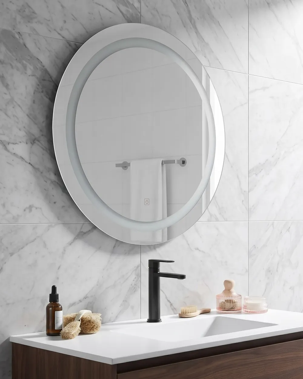 LED Bathroom Mirror SELUNE 58 cm 58 cm Silver_816336