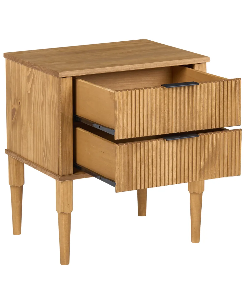 2 Drawer Bedside Table TAURIAC Pine Wood Light Brown_1099208