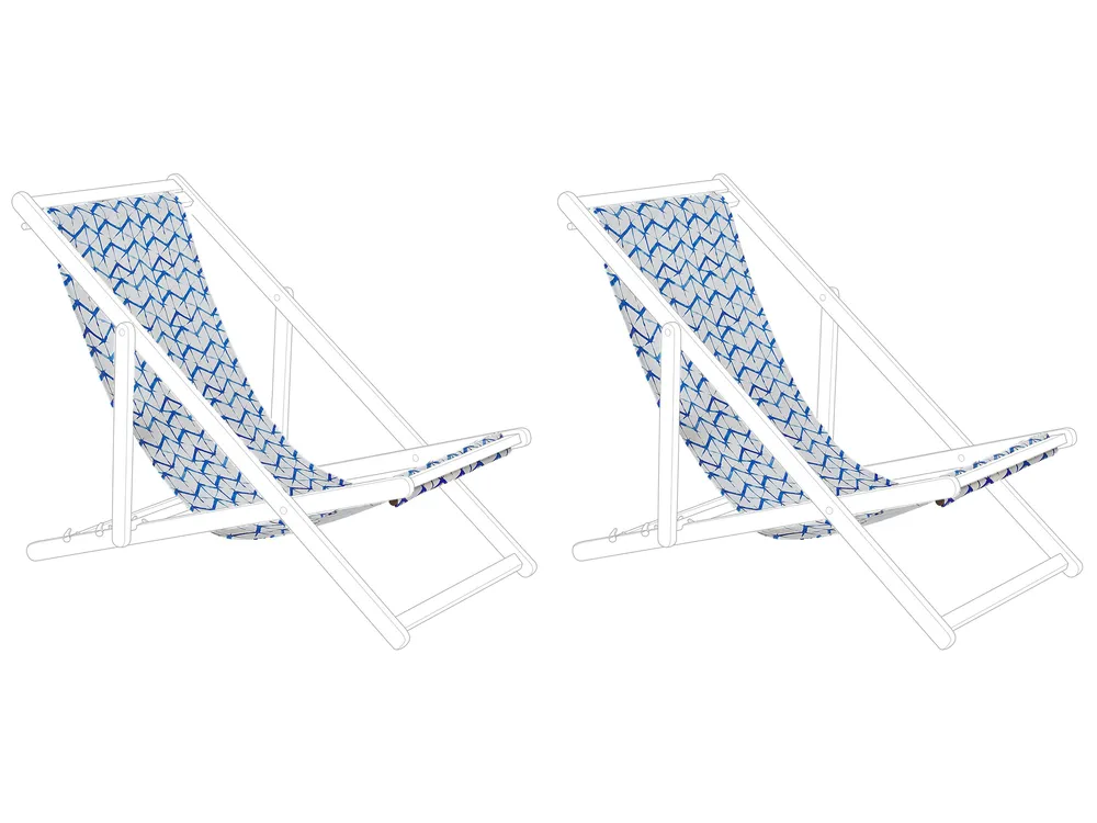 Set of 2 Sun Lounger Replacement Fabrics ANZIO/AVELLINO 113 x 44 cm Blue