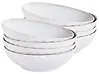 Set med 8 djupa tallrikar SESAME Stengods Ljusgrå 18 cm
