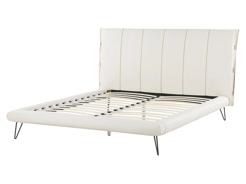 Bed Faux Leather BETIN 160 x 200 cm (EU King Size) Light Beige_788909
