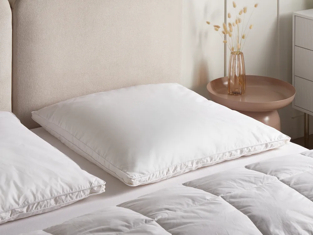 Bed Pillow FELDBERG High 80 x 80 cm Duck Feathers and Down White