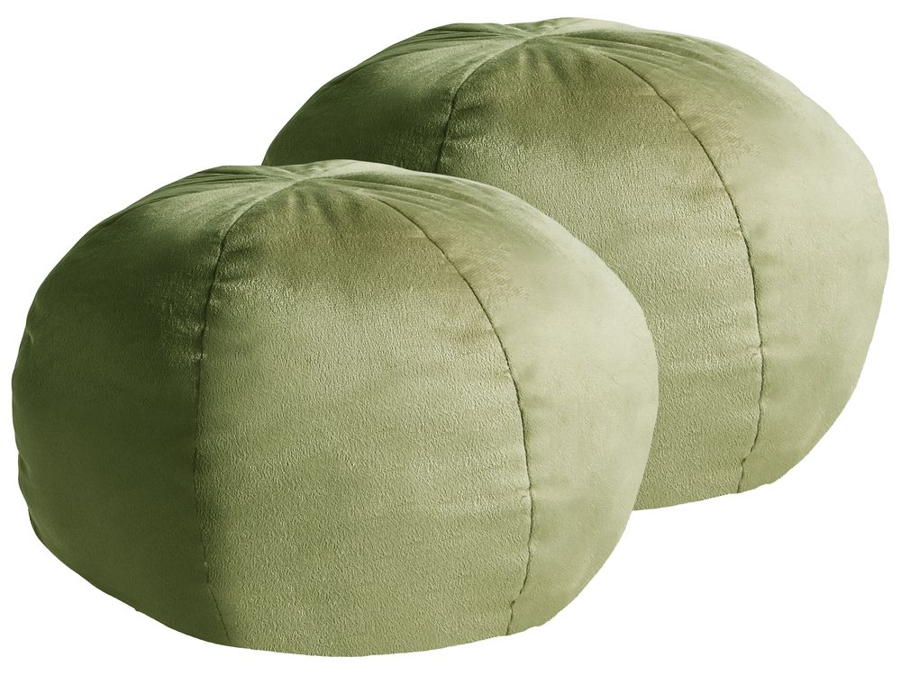 Set med 2 prydnadskuddar SALVIA 33 x 33 cm Sammet Olivgrön Monokromt