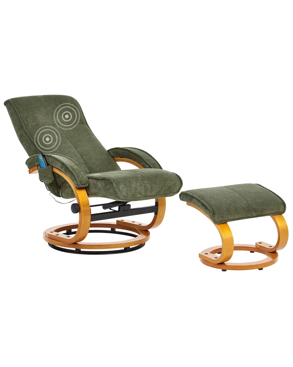 Massage Chair HERO with Footstool Fabric Green