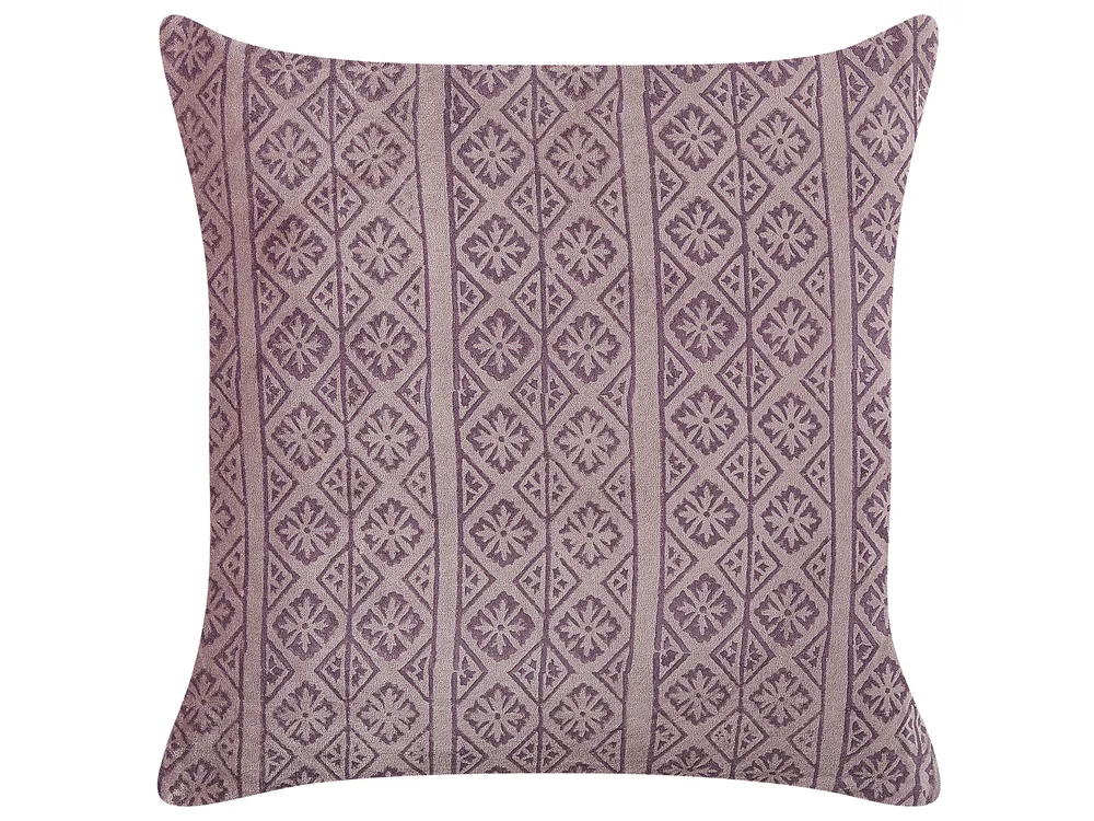Throw Cushion SILYBUM 45 x 45 cm Velvet Pink Geometric Pattern
