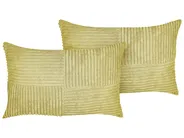 Set of 2 Decorative Cushions MILLET 30 x 50 cm Corduroy Olive Green Geometric Pattern_854705