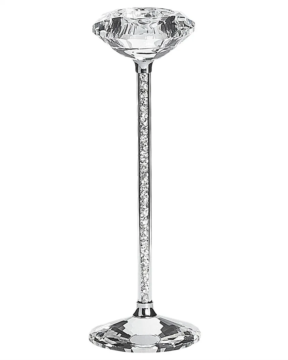 Candle Holder KOFI 23 cm Glass Silver