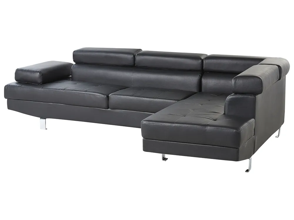 Corner Sofa 5 Seater NORREA Faux Leather Black Left Hand_718341