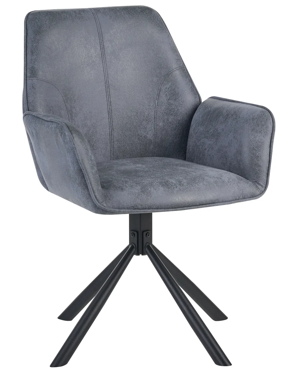 Set of 2 Dining Chairs Swivel WARNER Faux Suede Grey_1078306