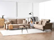 Living Room Set 5 Seater SKIVE Fabric Light Brown_947475