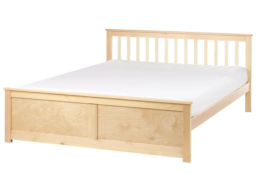 Bed Pine Wood OLENDON 160 x 200 cm (EU King Size) Light Brown