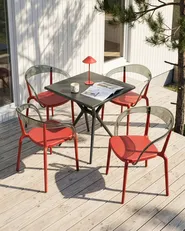 Set med 4 trädgårdsstolar MALEVIZI Stapelbar Röd_1043528