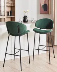 Set of 2 Bar Chairs KIANA Dark Green_908114