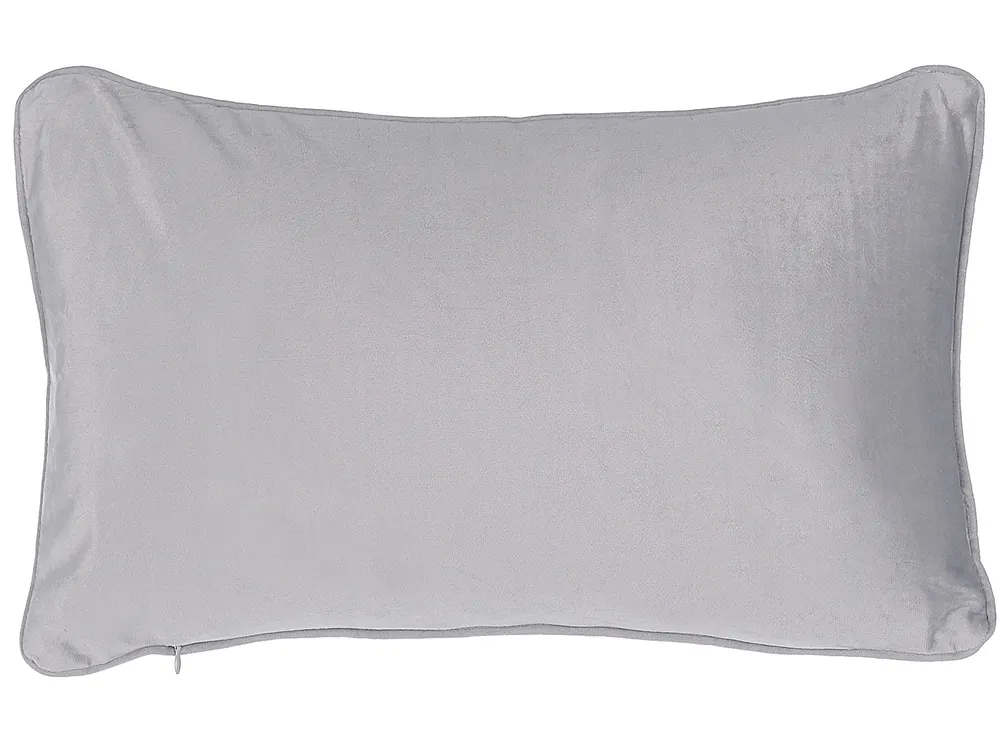 Set med 2 prydnadskuddar MOTARI 30 x 50 cm Sammet Grå Geometriskt tryck_801516