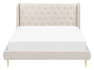 Bed Velvet FORBACH 160 x 200 cm (EU King Size) Beige_843877