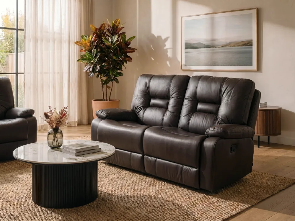 Manual Recliner Sofa 2 Seater BERGEN Faux Leather Brown