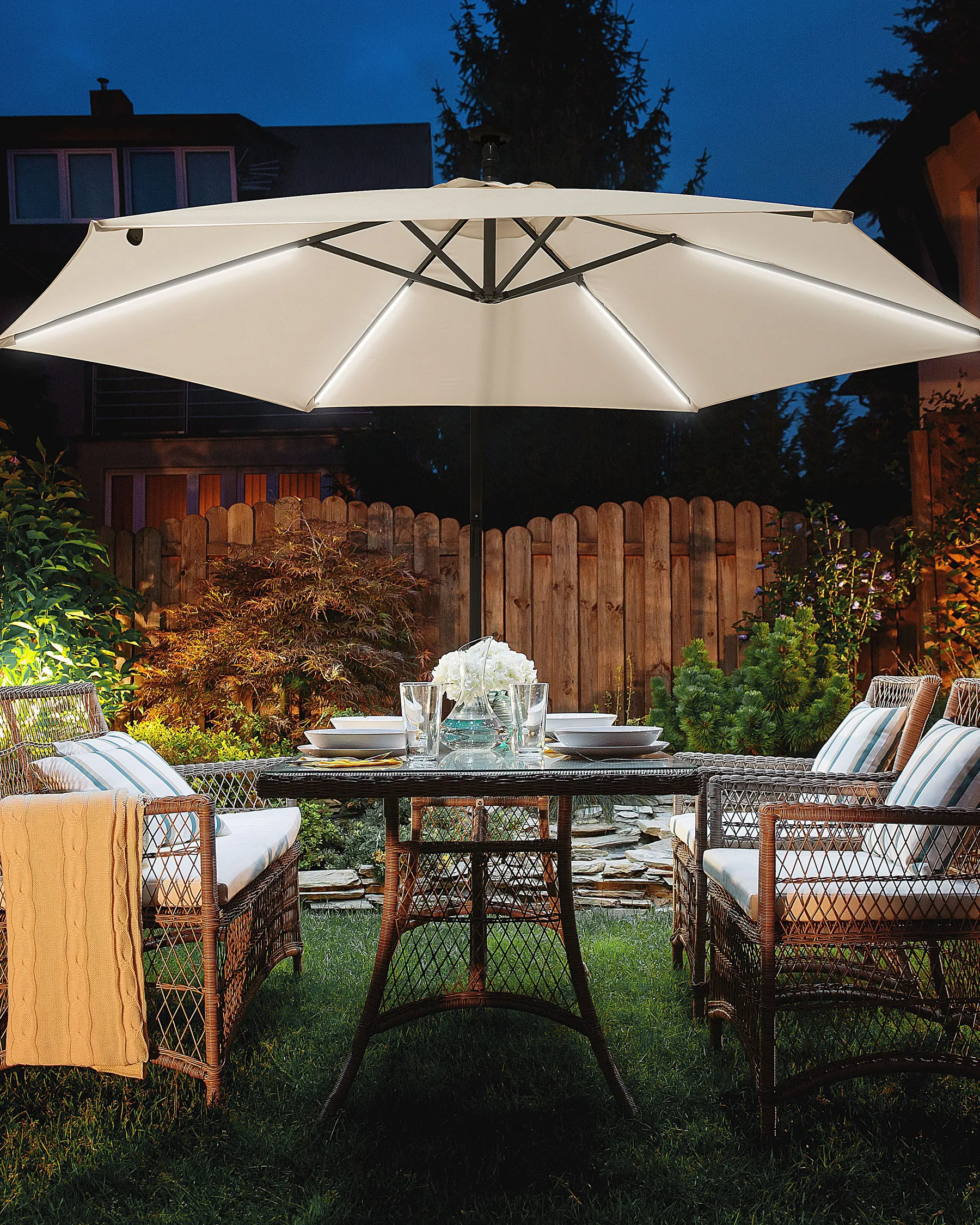 Cantilever Parasol LED 285 cm CORVAL Beige_778566