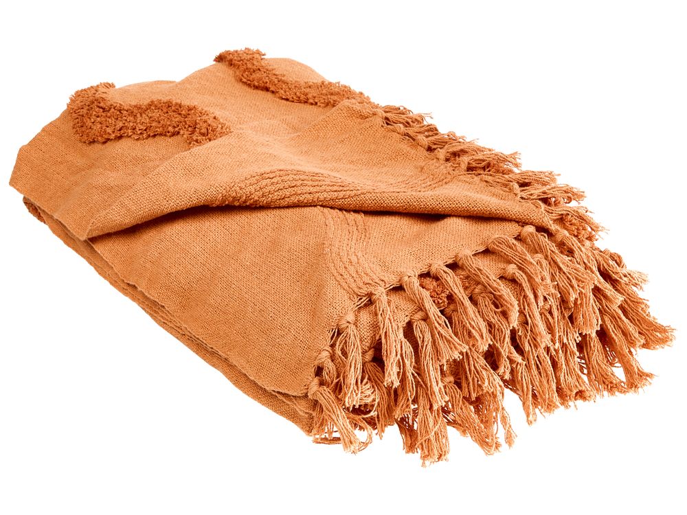 Pledd KHARI Bomull 200 x 200 cm Oransje