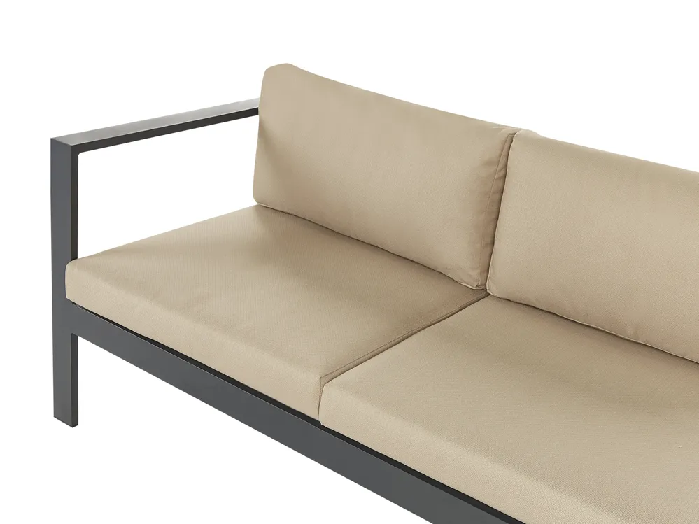 Garden Corner Sofa with Table 5 Seater MESSINA Metal Sand Beige Left Hand_932159