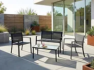 Garden Lounge Set with Table 4 Seater TAVOLETO Metal Dark Grey_1154554