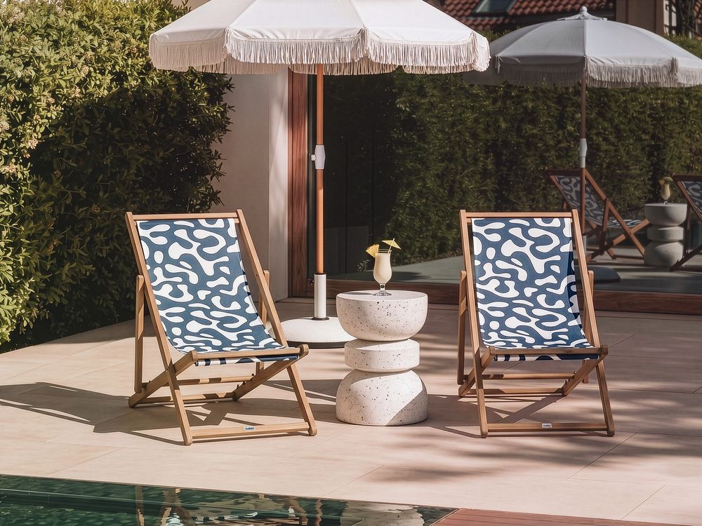 Set of 2 Sun Lounger Replacement Fabrics ANZIO/AVELLINO 113 x 44 cm Black