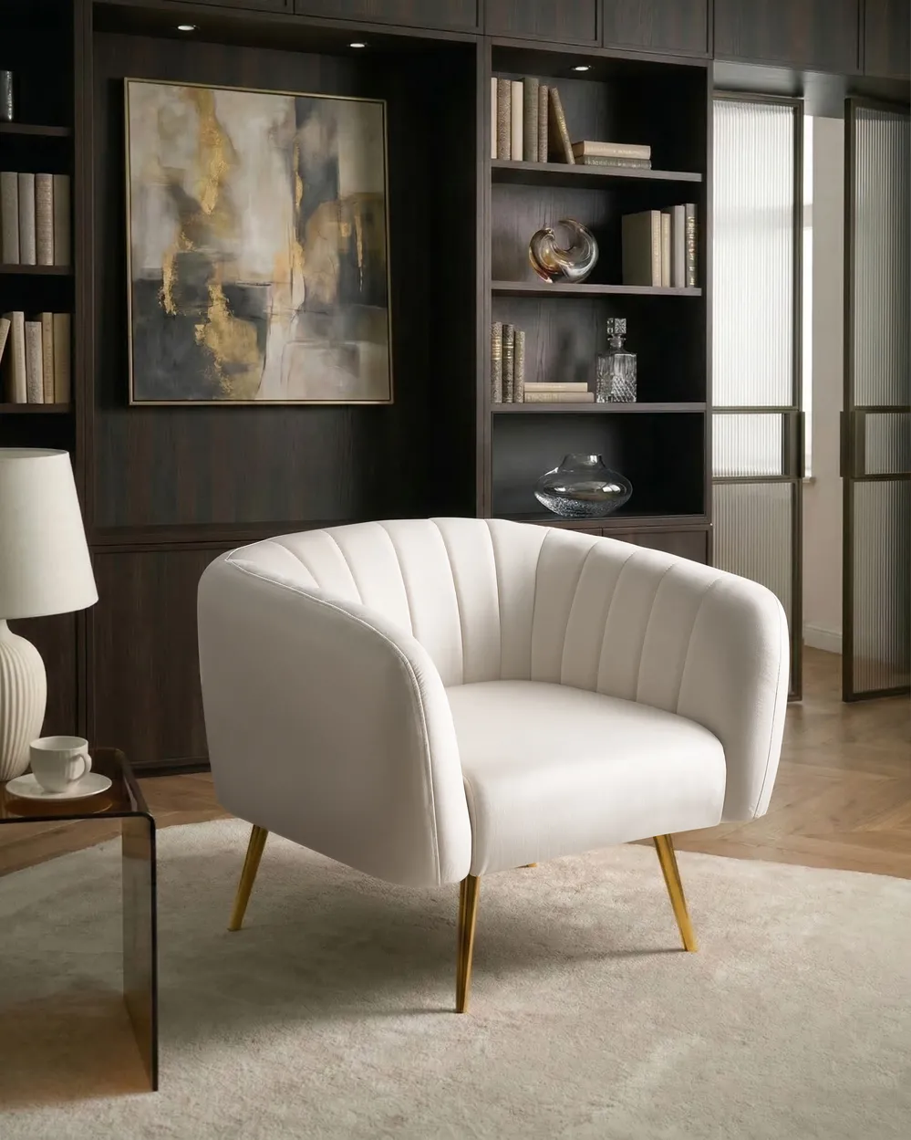 Armchair LACONIA Velvet Off-White