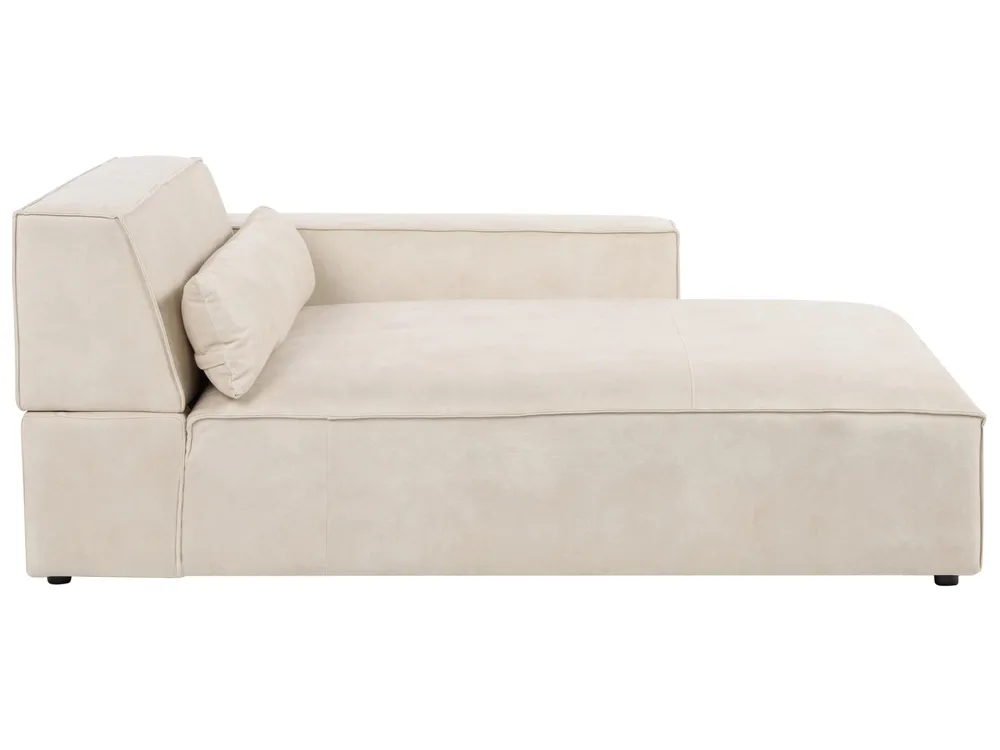 Left-Hand Chaise Longue HELLNAR Velvet Light Beige