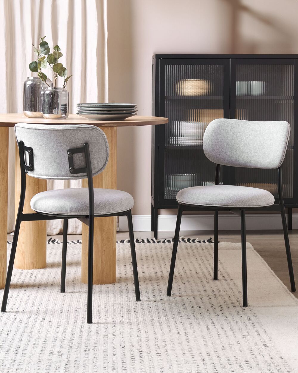 Set of 2 Dining Chairs CASEY Light Grey