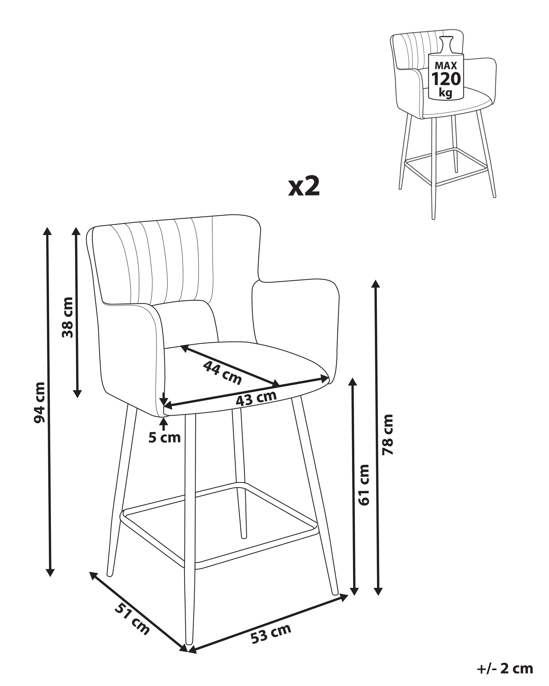 Set med 2 barstolar SANILAC Sammet Ljusgrå_1063709