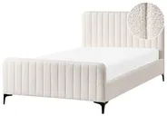 Säng med lamellram Bouclé LUNAN 120 x 200 cm Off-White_1025654
