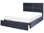 Ottoman Bed VERNOYES Velvet Black 160 x 200 cm (EU King Size)_861449