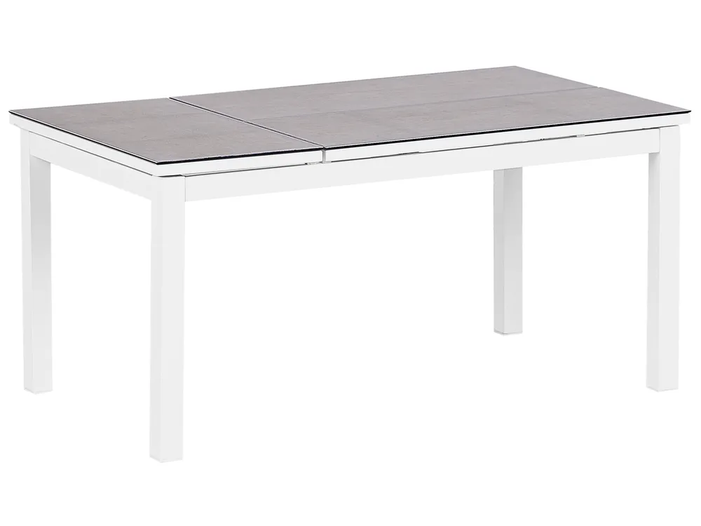 Garden Corner Sofa with Table 5 Seater MESSINA Metal Sand Beige Left Hand_932086