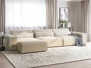 Modular Sofa 3 Seater HELLNAR with Ottoman Velvet Light Beige_911007