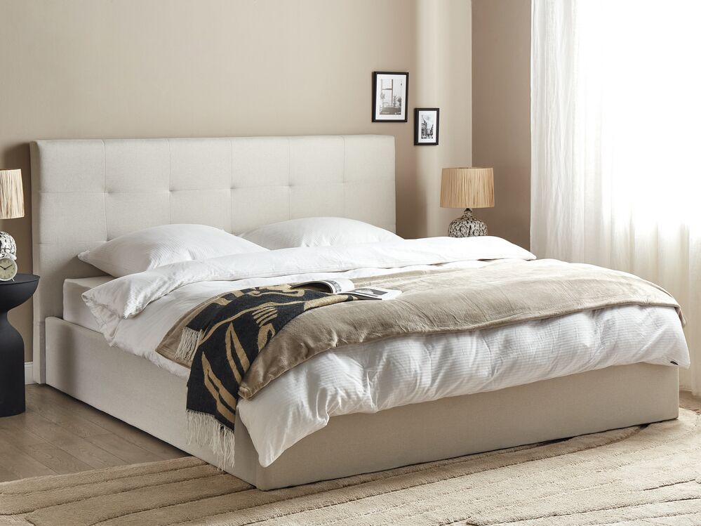 Sänky säilytystilalla LORIENT Kangas Beige 180 x 200 cm