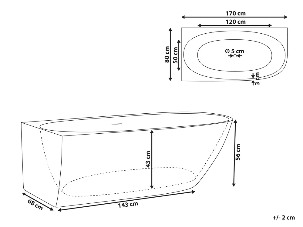 Corner Bath PARNAIBA 1700 x 800 mm White Right Hand_1017380